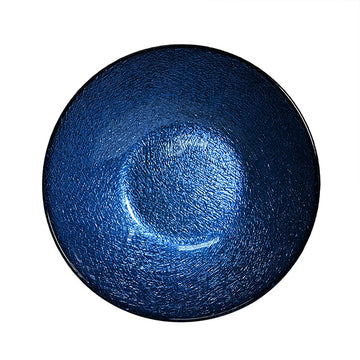Glass Bowl — 16 fl. oz., Dark Blue, Silver