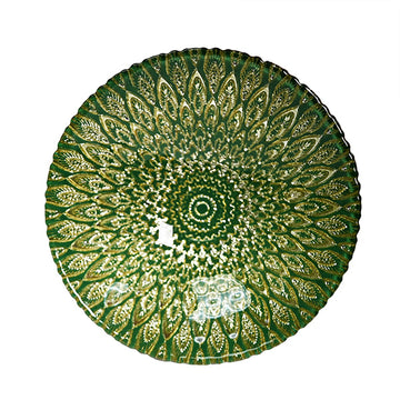 Glass Bowl — 15 fl. oz., Gold, Green