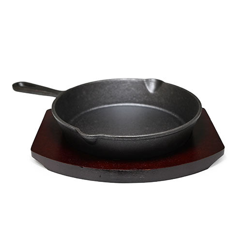 NTP-09 cast iron steak pan on dark base