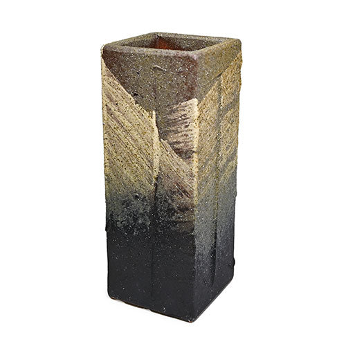 Ceramic vase 4 in SQ x 10.5 in H (B015-04)