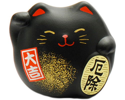 Lucky cat figurine black 2.25 in H (KT7-BC)