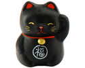 Lucky cat figurine black 2 in H (KT30-BC)