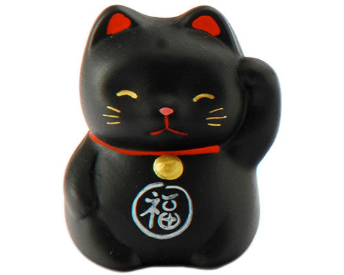 Lucky cat figurine black 2 in H (KT30-BC)