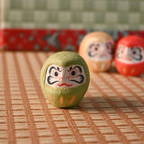 Papier-mache daruma doll green 1.5 in H (6-825-E)