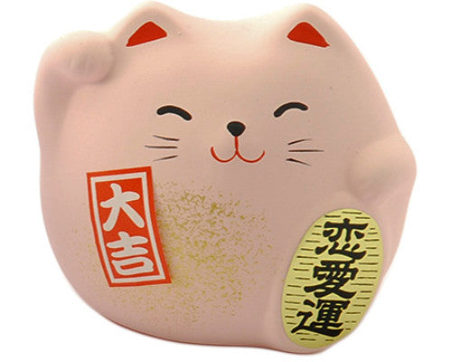 Lucky cat figurine pink 2.25 in H (KT7-PC)