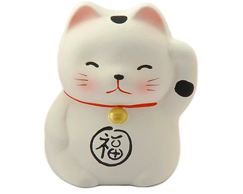Lucky cat figurine white 2 in H (KT30-C)