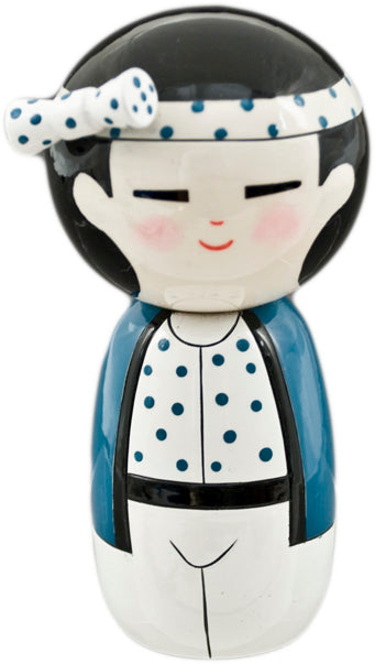 Wood kokeshi doll blue 4.5 in H (EP10-B)