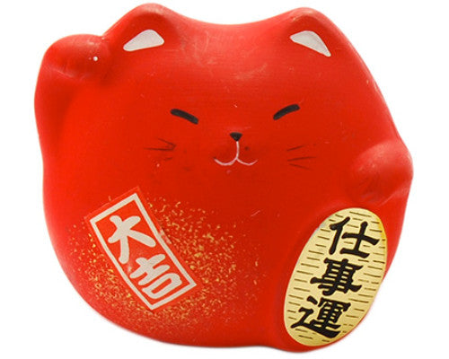 Lucky cat figurine red 2.25 in H (KT7-RC)