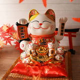 Ceramic lucky cat figurine 10.5 in H (LC1063C)
