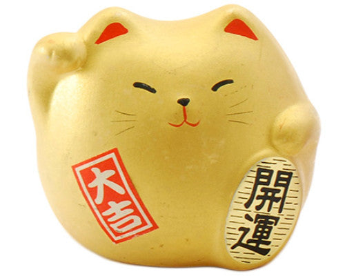 Lucky cat figurine gold 2.25 in H (KT7-KC)