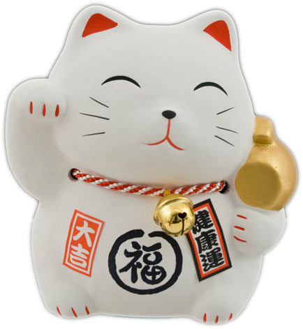 Ceramic coin bank white 4 in H (KT39-WC)