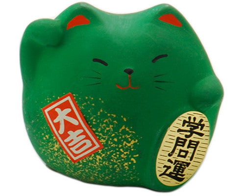 Lucky cat figurine green 2.25 in H (KT7-GC)