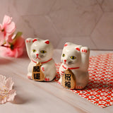 Ceramic lucky cat figurine white (LC25)