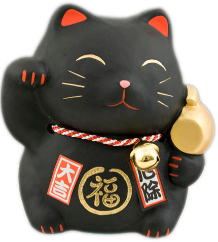 Ceramic coin bank black 4 in H (KT39-BC)