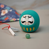 Ceramic daruma doll blue 1.5 in H (6-826-E)
