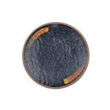 7 in Dark Melamine Round Plate with Brown Rim