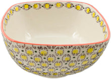 Yellow Floral Square Bowl — 3¼ in High