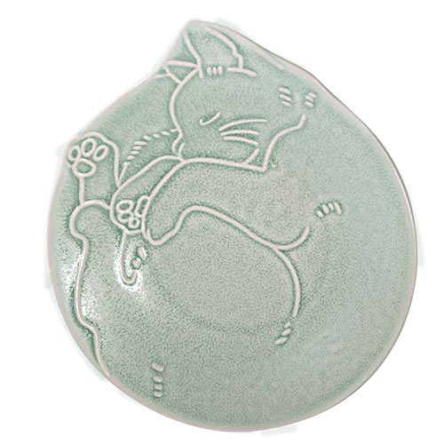 5.75" Ceramic Plate, Blue — Cat Design