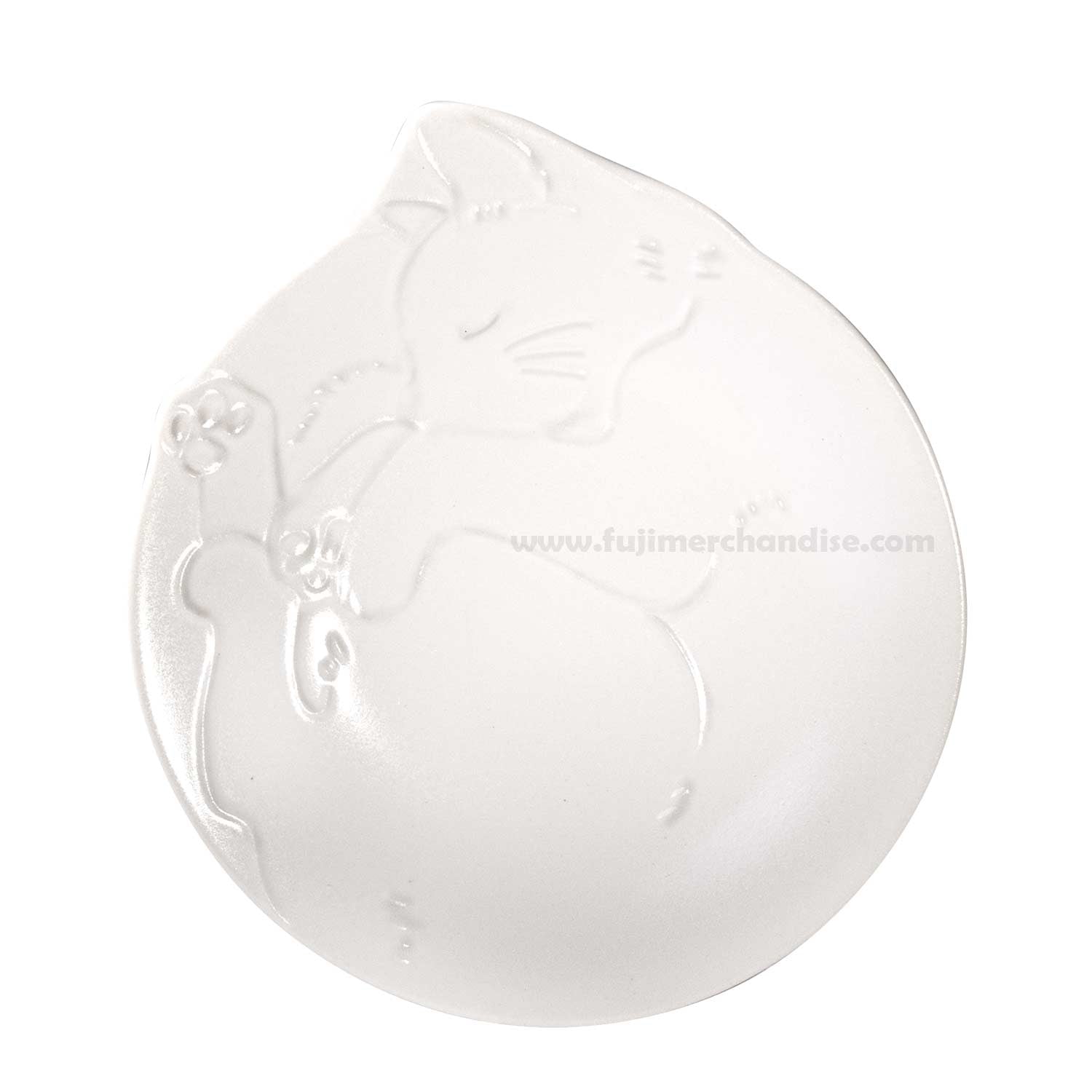 5.75" Ceramic Plate, White — Cat Design