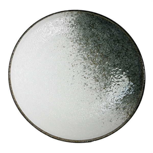 10 in White Ceramic Plate with Dark Mottled Detail — MN210-UB