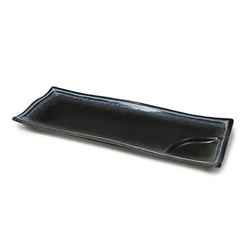 12.25" x 4.75" Ceramic Plate, Black