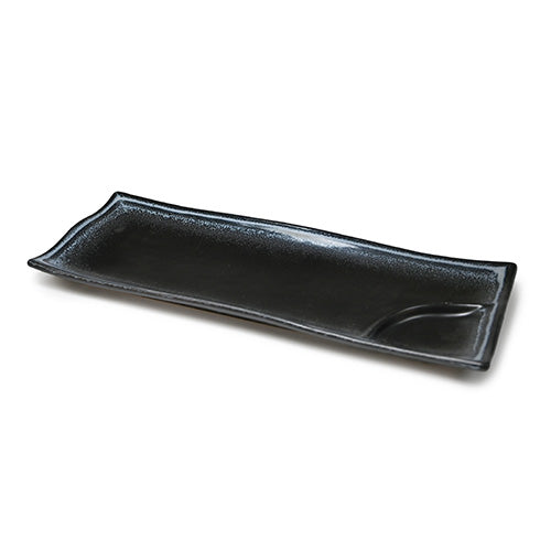 12.25" x 4.75" Ceramic Plate, Black