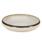 6½″ White Ceramic Deep Plate with Brown Rim, 10 oz
