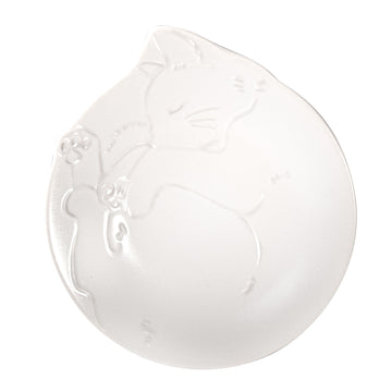 5.75" Ceramic Plate, White — Cat Design