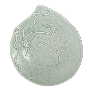 5.75" Ceramic Plate, Blue — Cat Design