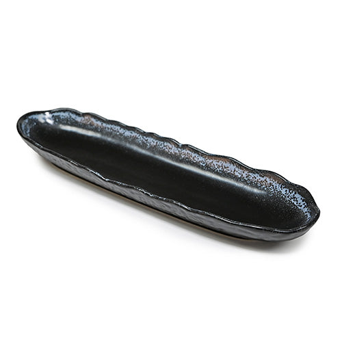 13.25" x 4" Ceramic Plate, Black