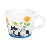 12 oz Cat and Sunflower Ceramic Mug — 3¼ in H