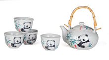 Panda and Bamboo Tea Set with Four Cups and Mesh Infuser