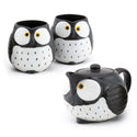16 fl oz Black Owl Ceramic Tea Set with Two Cups