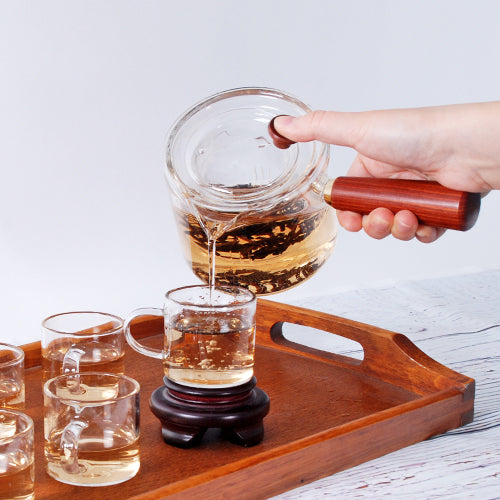 17 oz Glass Side-Handle Teapot with Removable Infuser — The side handle in use