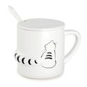 12 oz White Seated-Cat Mug — Black Line Illustration