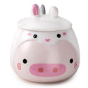 18 oz Pink Pig Ceramic Mug with Rabbit-Ear Lid & Spoon