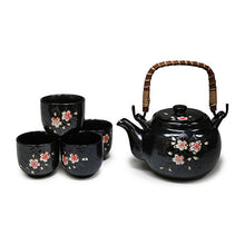 24 oz Black Blossom Tea Set with Four Cups