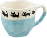 10 oz Blue Black-Cat Border Mug — 3″ H
