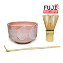 Pink & White Glaze Matcha Set with Bamboo Whisk & Scoop