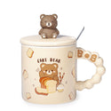 12 oz Cake Bear Mug with Lid and Spoon — 5½ in H