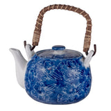 25 oz Blue Floral Ceramic Teapot — 4 in H
