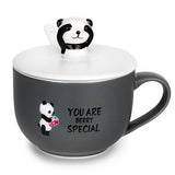 18 oz Charcoal Berry Panda Mug with Character Lid & Spoon
