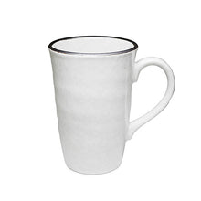 10 oz White Ceramic Mug with Dark Rim — 4¾″ H