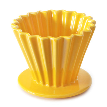 4.5" D x 3.5" H Ceramic Coffee Dripper, Yellow (JHCD3-YE)