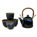 16 fl oz Black & Blue Tea Set with Four Cups & Infuser