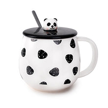 16 oz White Black-Spotted Mug with Panda Detail — 4½″ High