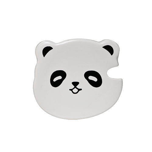 12 oz Black Panda Ceramic Mug with Lid and Spoon — 4 in H