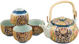 24 fl oz Ornate Ceramic Tea Set with Four Cups — Made in Japan