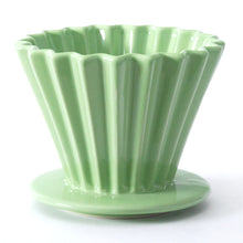 4½″ Green Fluted Ceramic Pour-Over Coffee Dripper with Round Base