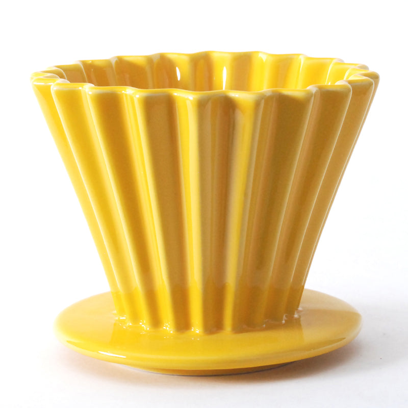 4.5" D x 3.5" H Ceramic Coffee Dripper, Yellow (JHCD3-YE)